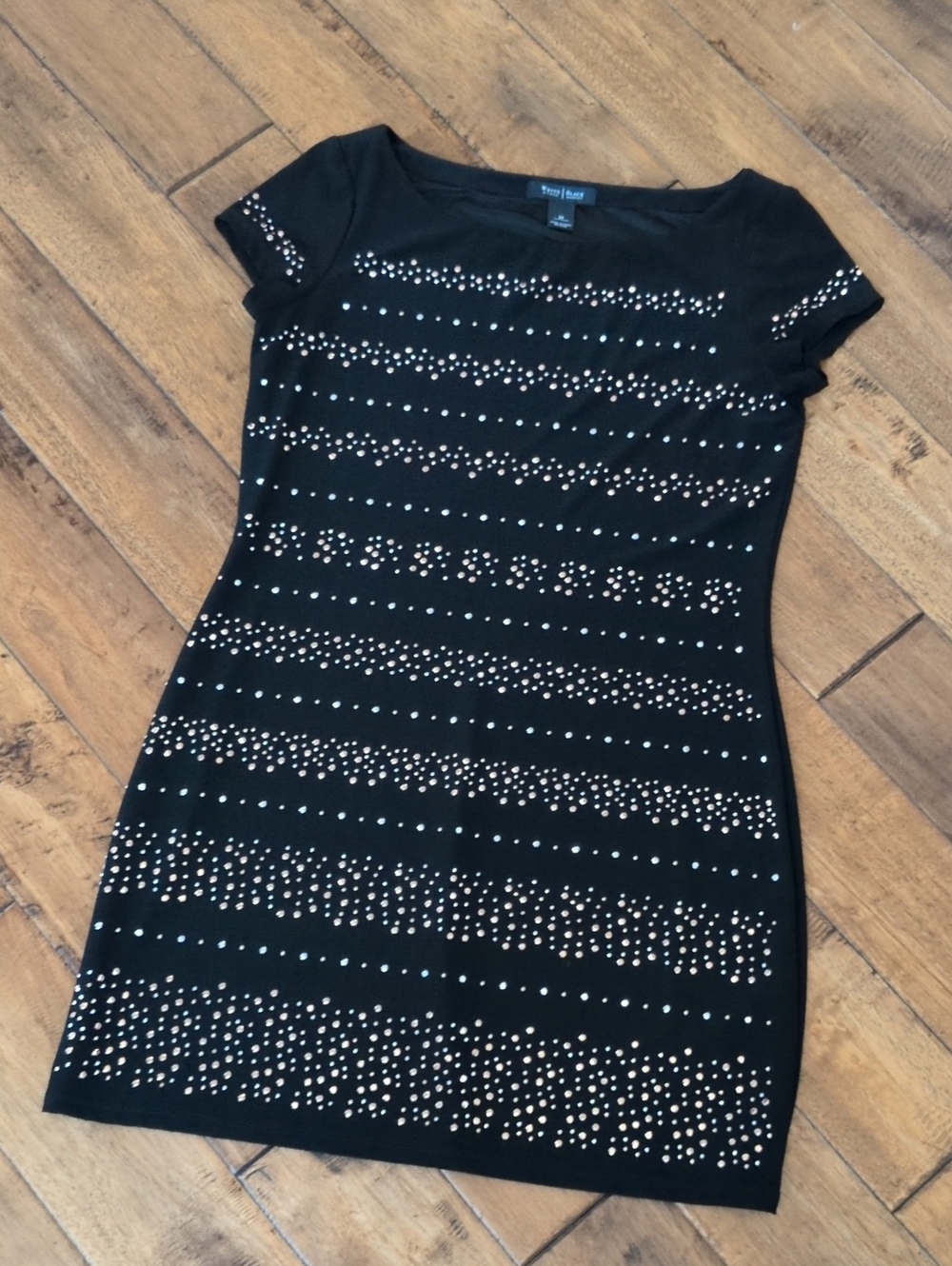 White House Black Market Black Short-Sleeve Studded Mini Dress
